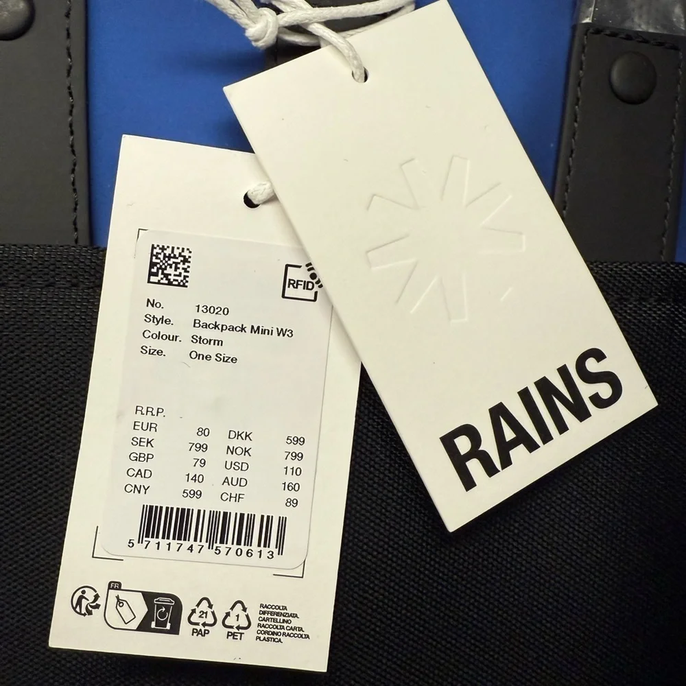 Rains Stylish Storm (Blue) Backpack Mini